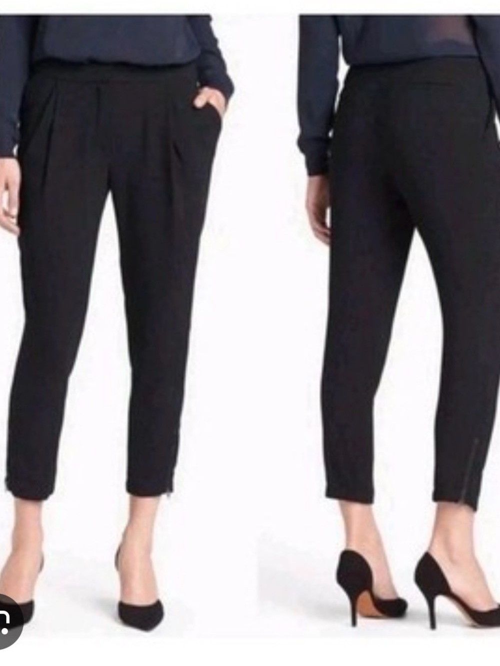 Vince Black Tailored Ankle Zipper Dress Pants